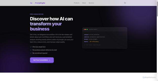 Security scan screenshot of https://prompting4u.pages.dev/services