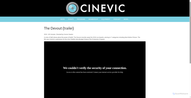 Security scan screenshot of https://cinevic.ca/videos/the-devout-trailer/