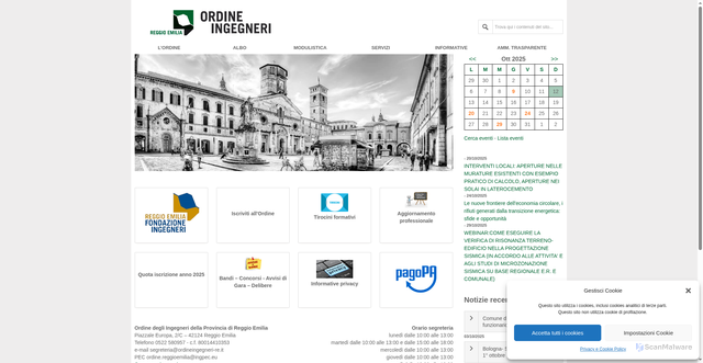 Security scan screenshot of https://www.ordineingegneri-re.it/