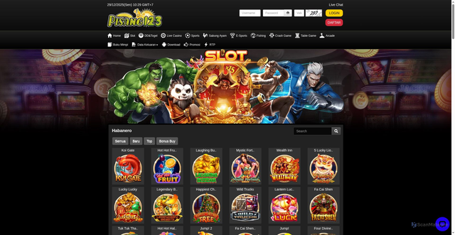 Security scan screenshot of https://lengpisang123.com/desktop/game/slot/habanero