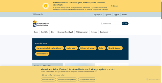 Security scan screenshot of https://www.lansstyrelsen.se/gotland