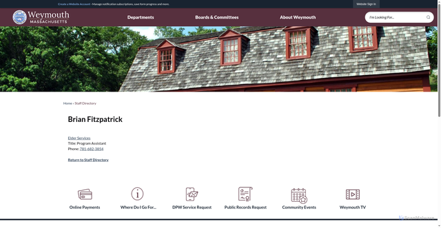 Security scan screenshot of https://www.weymouth.ma.us/directory.aspx?EID=281