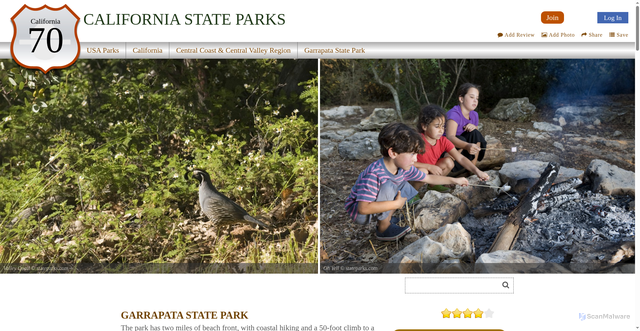 Security scan screenshot of https://stateparks.com/garrapata_state_park_in_california.html