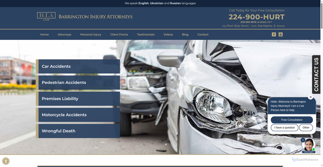 Security scan screenshot of https://www.barringtoninjuryattorneys.com/