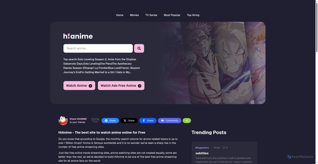 Security scan screenshot of https://hianimes.se