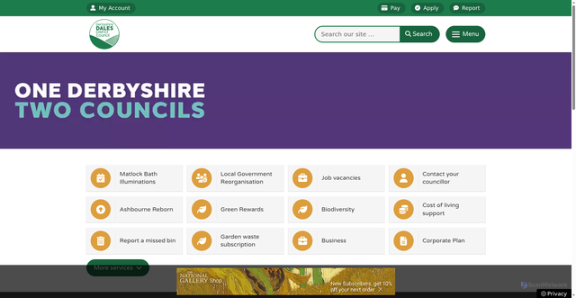 Security scan screenshot of https://www.derbyshiredales.gov.uk/