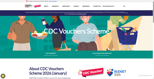 Security scan screenshot of https://vouchers.cdc.gov.sg/