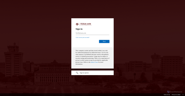 Security scan screenshot of https://tamucs.sharepoint.com