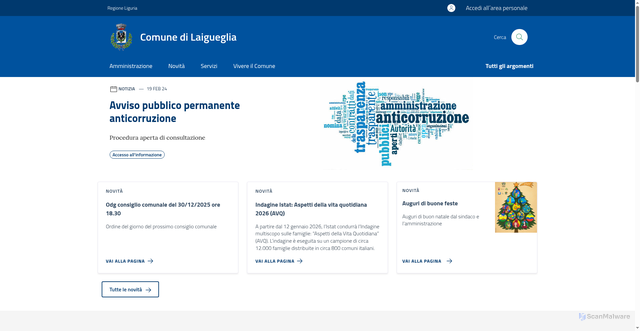 Security scan screenshot of https://www.comune.laigueglia.sv.it/