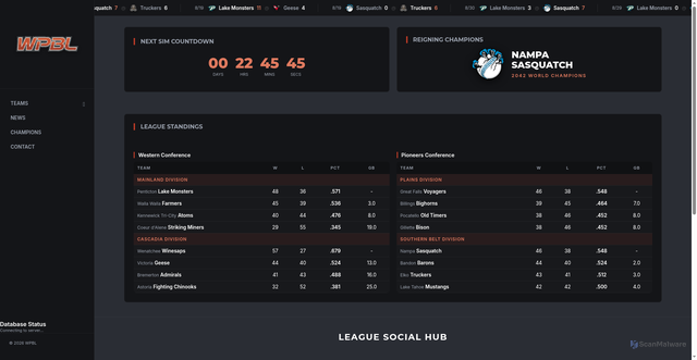 Security scan screenshot of https://www.wpblbaseball.com/