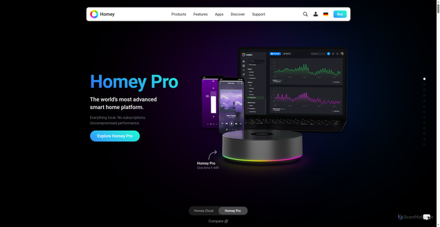 Security scan screenshot of https://homey.app