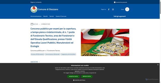 Security scan screenshot of https://www.comune.stezzano.bg.it