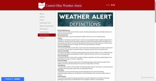 Security scan screenshot of https://centralohio.weebly.com/weather-definitions.html