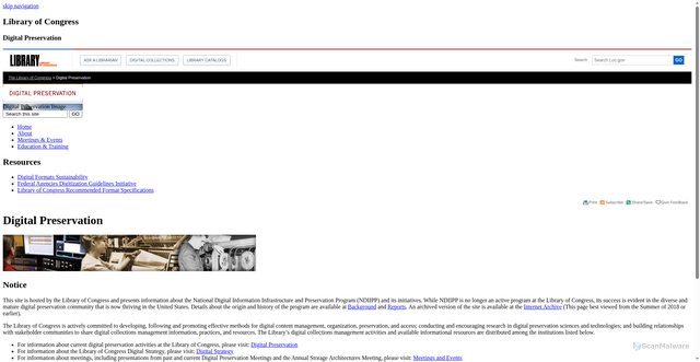 Security scan screenshot of https://digitalpreservation.gov/