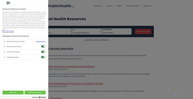 Security scan screenshot of https://www.publichealth.org/resources/mental-health/