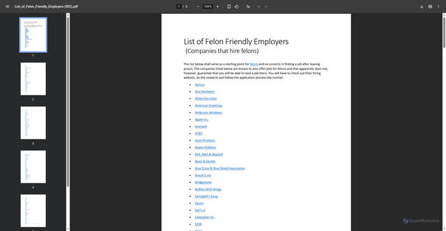 Security scan screenshot of https://www.ilnp.uscourts.gov/pdfs/List_of_Felon_Friendly_Employers%20(002).pdf