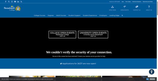 Security scan screenshot of https://www.reaseheath.ac.uk/