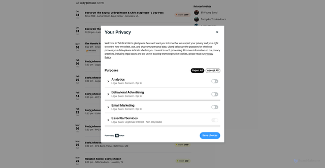 Security scan screenshot of https://www.tickpick.com/concerts/cody-johnson-tickets/