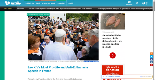 Security scan screenshot of https://zenit.org/2026/09/27/leo-xivs-most-pro-life-and-anti-euthanasia-speech-in-france/