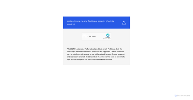 Security scan screenshot of https://registertovote.nv.gov/