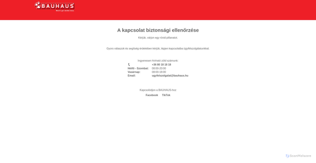 Security scan screenshot of https://www.bauhaus.hu