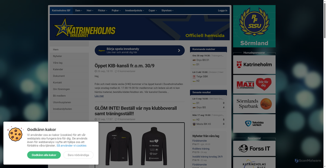 Security scan screenshot of https://katrineholminnebandy.se