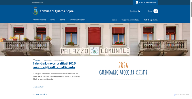 Security scan screenshot of https://www.comune.quarnasopra.vb.it/