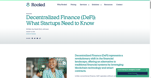 Security scan screenshot of https://rooled.com/resources/decentralized-finance-defi-what-startups-need-to-know/