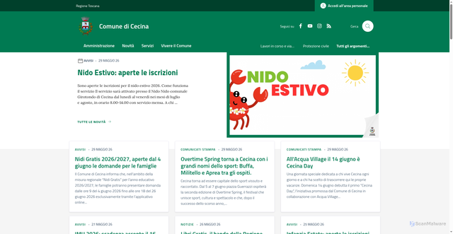 Security scan screenshot of https://www.comune.cecina.li.it
