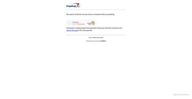 Security scan screenshot of https://click-notification.capitalone.com/f/a/4ZaU6-hyybcOrwsWahWrvg~~/AAAAARA~/yhNzFmhBj_aSnBVqRMRvu0_4G_df8cin6JWJXSoQF16YJBKFrVU7mFj5_PO6mfGFnkBM84zrBkF6Mk_cbclOE4KMrVhmldTatlGSZsG20VGZX3VOci8G95CgrYWr85FO