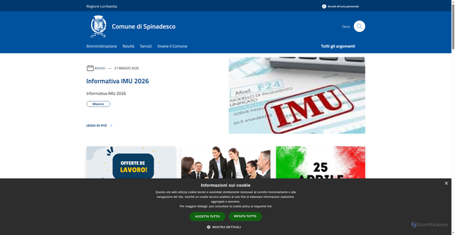 Security scan screenshot of https://www.comune.spinadesco.cr.it