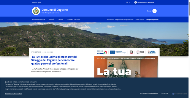 Security scan screenshot of https://www.comune.cogorno.ge.it/