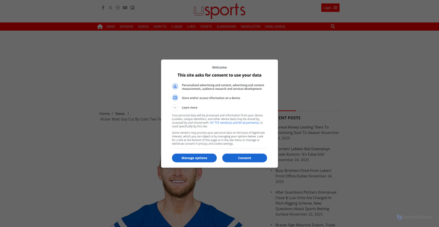 Security scan screenshot of https://usports.org/kicker-matt-gay-cut-by-colts-two-years-into-record-breaking-four-year-deal/