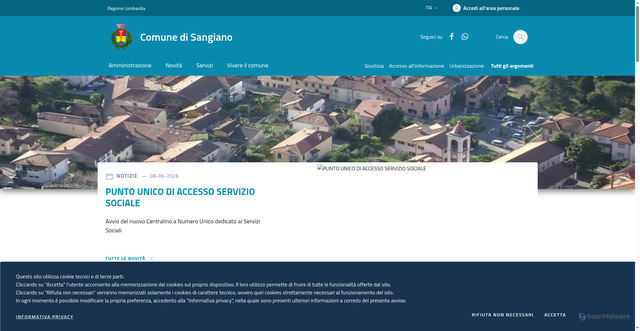Security scan screenshot of https://www.comune.sangiano.va.it