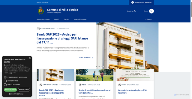 Security scan screenshot of https://www.comune.villadadda.bg.it/