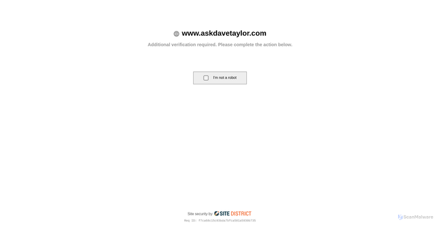 Security scan screenshot of https://askdavetaylor.com
