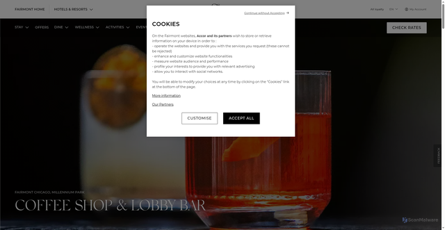 Security scan screenshot of https://www.fairmont.com/en/hotels/chicago/fairmont-chicago-millennium-park/dining/lobby-bar.bar.html