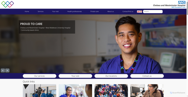 Security scan screenshot of https://www.chelwest.nhs.uk/