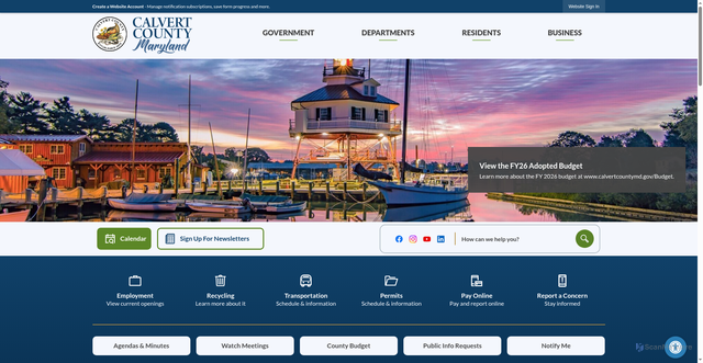Security scan screenshot of https://calvertcountymd.gov/