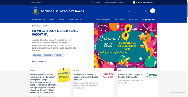 Security scan screenshot of https://www.comune.villafranca.pd.it/
