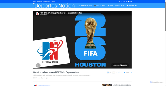 Security scan screenshot of https://deportesnation.com/2024/02/houston-to-host-seven-fifa-world-cup-matches/