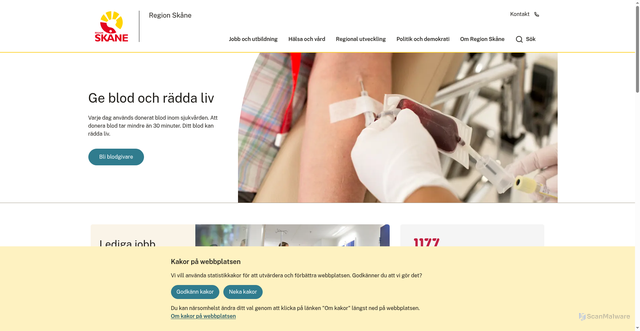 Security scan screenshot of https://www.skane.se/