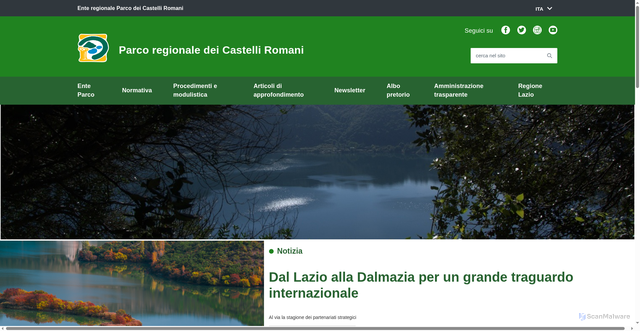 Security scan screenshot of https://www.parcocastelliromani.it