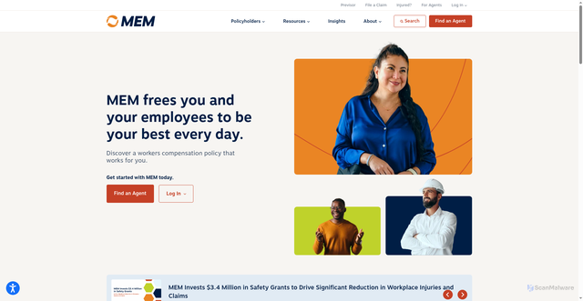 Security scan screenshot of https://www.mem-ins.com/