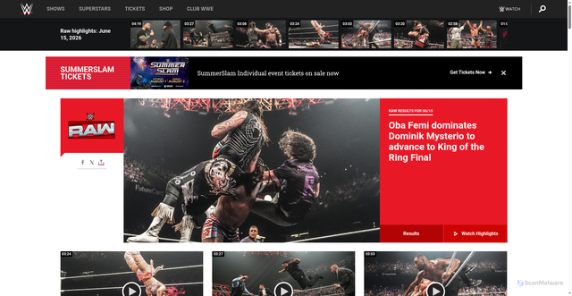 Security scan screenshot of https://www.wwe.com
