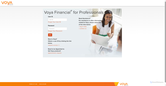Security scan screenshot of https://professionals.voya.com