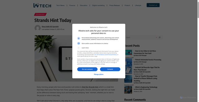 Security scan screenshot of https://lifewire.tech/strands-hint-today/