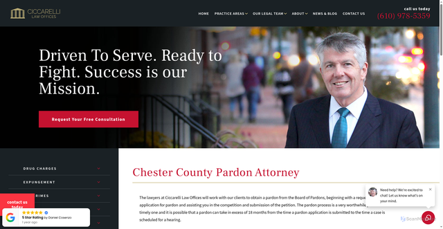 Security scan screenshot of https://ciccarelli.com/practice-areas/criminal-defense/expungement/pardon/
