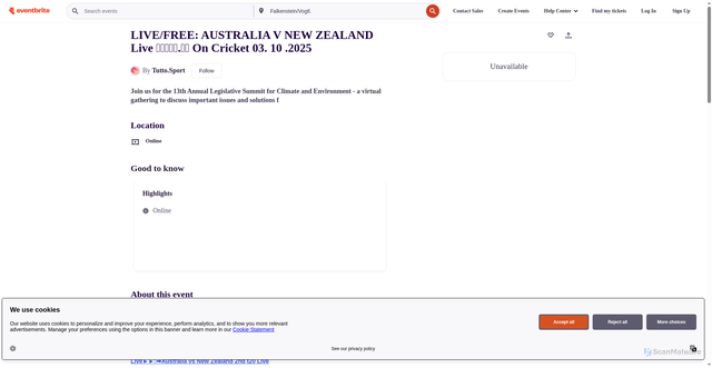 Security scan screenshot of https://www.eventbrite.com.au/e/livefree-australia-v-new-zealand-live-streams-on-cricket-03-10-2025-tickets-1765953246699?ucl=