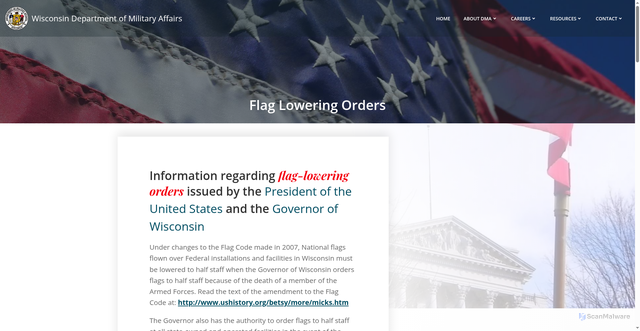 Security scan screenshot of https://dma.wi.gov/resources/flags/